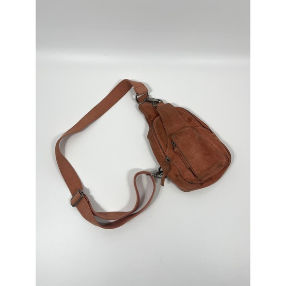 Free People Handbags - Free People Hudson Suede Leather Sling Crossbody Bag Adjustable Winter Coral